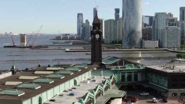 Luchtfoto Van Hoboken Riverfront New Jersey — Stockvideo