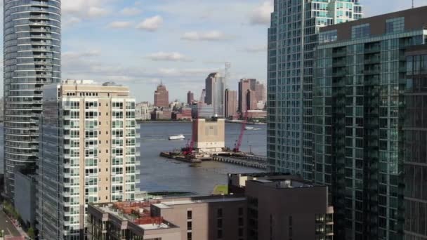 Εναέρια Του Jersey City New Jersey Και Nyc Skyline — Αρχείο Βίντεο
