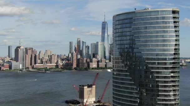Luftaufnahme Von Jersey City New Jersey Und Der Skyline Von — Stockvideo