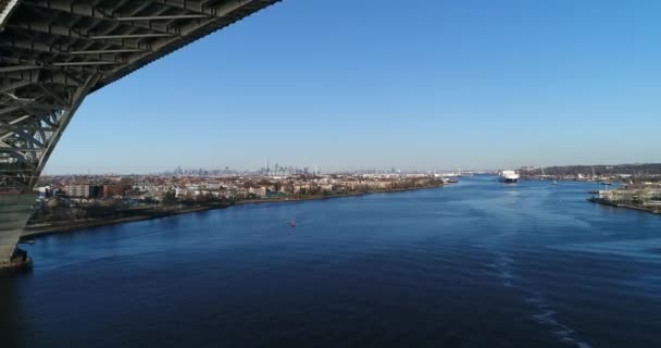 Εναέρια Της Γέφυρας Bayonne Στο Staten Island Νέα Υόρκη — Αρχείο Βίντεο
