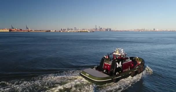 Zdjęcie Holownika Rejs Statkiem Wzdłuż Staten Island Nowy Jork — Wideo stockowe