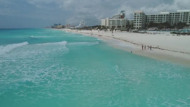 Aerial Shoreline Zona Hotelera Cancun Messico — Video Stock