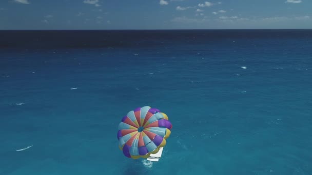 Aerial Boat Paraglider Cancún Mexikó — Stock videók