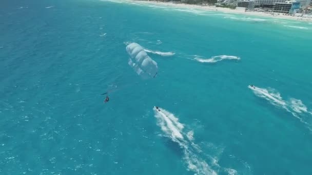 Siklóernyős Jet Ski Légi Járművek Cancún Mexikó — Stock videók