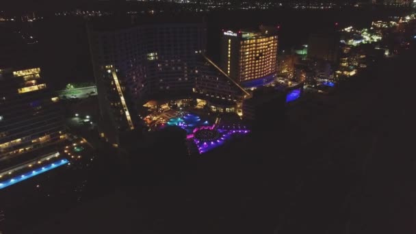 Aerial Live Aqua Hotel Night Cancun Mexico — Stok Video