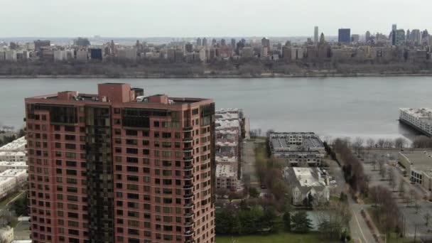 Haven Imperial Aerial River Road Hudson County Bergen County 2019 — Stockvideo