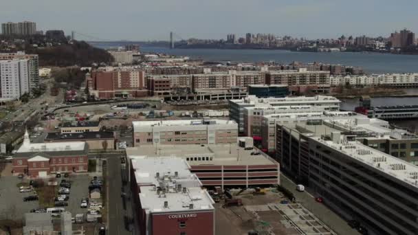 Port Imperial Aerial River Road Hudson County Bergen County 2019 — Wideo stockowe