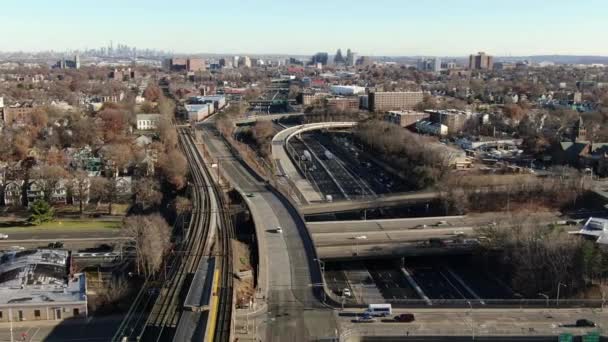 Letecký Pohled Bronx Manhattanský Dron Ukraden Lednu2023 Slunečný Den Velkém — Stock video