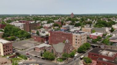 Bronx ve Manhattan İHA 'sının hava görüntüsü. Ocak 2023 'te çekilmiş. Büyük Elma 'da güneşli bir gün. 