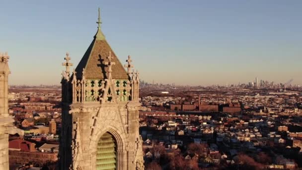 Antenni Näkymä Bronx Manhattanin Drone Otettu Tammikuussa 2023 Aurinkoinen Päivä — kuvapankkivideo