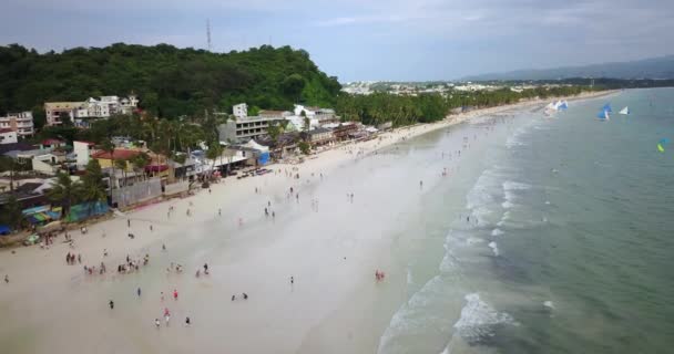 Aérea Boracay Island Shoreline Filipinas — Vídeos de Stock