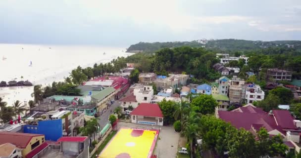 Aerial Budynków Wzdłuż Wybrzeża Wyspa Boracay Filipiny — Wideo stockowe