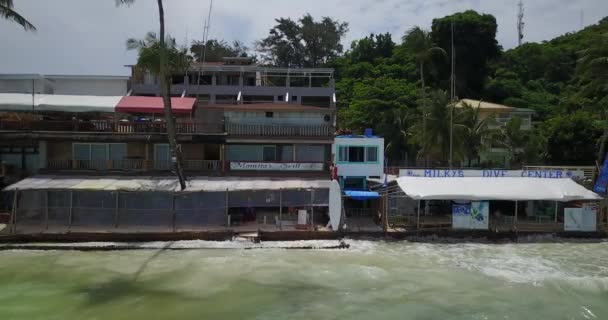 Aerial Buildings Shoreline Boracay Island Philippines — Stock Video