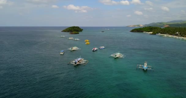 Aérea Catamaranes Boracay Island Filipinas — Vídeos de Stock
