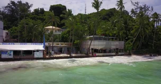 Aérea Edificios Largo Costa Isla Boracay Filipinas — Vídeos de Stock