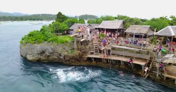 Aerial Kids Jumping Water Boracay Island Philippines — Stock Video