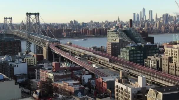 Antenne Der Williamsburg Bridge Brooklyn — Stockvideo