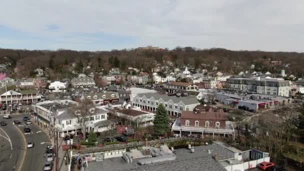 Port Jefferson Aerial Drone — Stock video