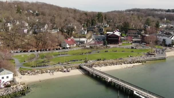 Port Jefferson Aerial Drone — Stock Video