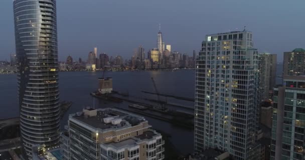 Jersey City Downtown Night — Stockvideo