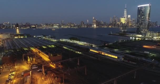 Jersey City Downtown Night — Stockvideo