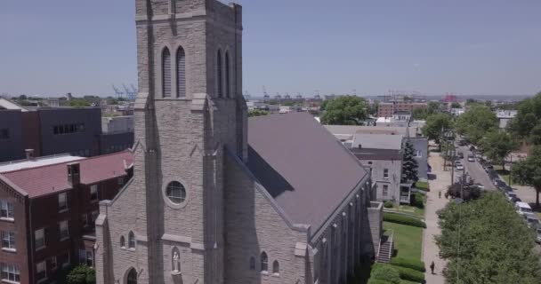 Close Aerial Church Jersey City New Jersey Juli 2018 — Stok Video
