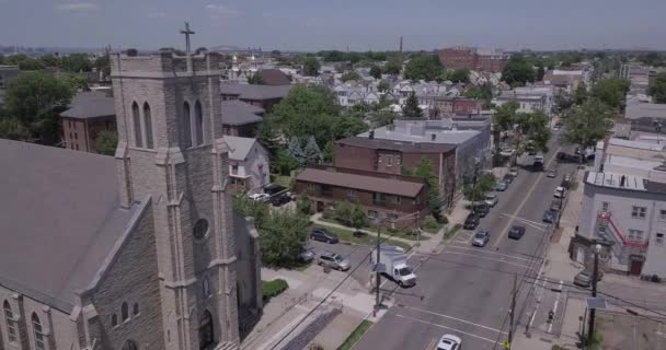 Flygfoto Från Kyrka Jersey City New Jersey Juli 2018 — Stockvideo