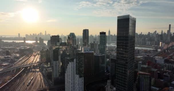 Luchtfoto Van Long Island City New York — Stockvideo