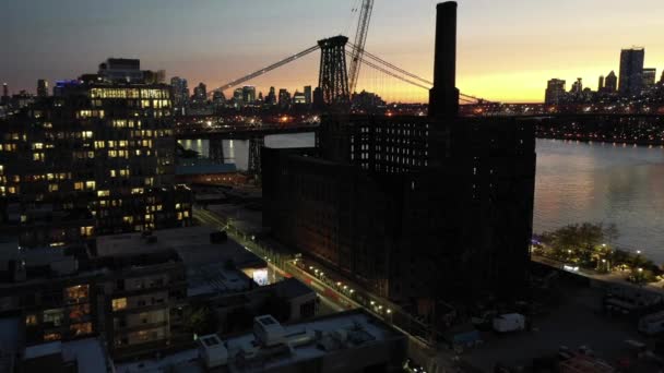 Williamsburg Brooklyn Aerial Drone — Vídeo de stock