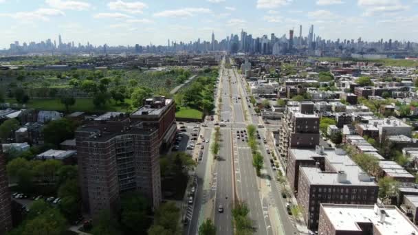 Luchtfoto Van Queens Boulevard Nyc Tijdens Coronavirus 2020 — Stockvideo