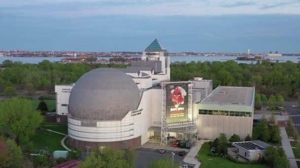 Aerial Liberty Science Center New Jersey Coronavirus 2020 — ストック動画