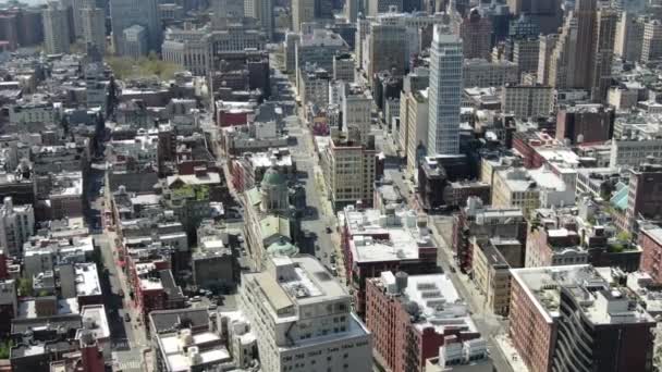 コロナウイルス2020の間のニューヨーク マンハッタンのダウンタウンの空中 — ストック動画