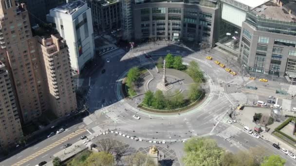 Aerial Columbus Circle New York City Selama Coronavirus — Stok Video