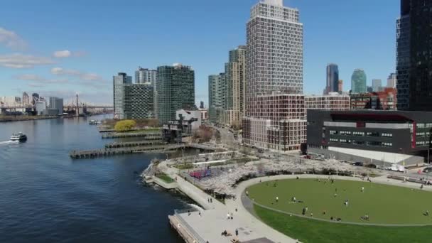 Long Island City Waterfront Queens Während Des Coronavirus Ausbruchs März — Stockvideo