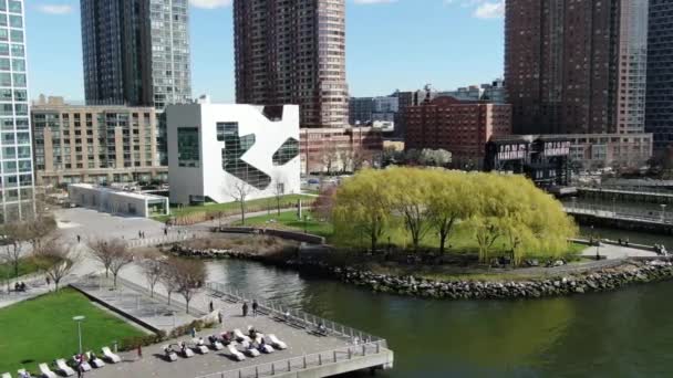 Long Island City Waterfront Queens Durante Epidemia Coronavirus Marzo 2020 — Video Stock