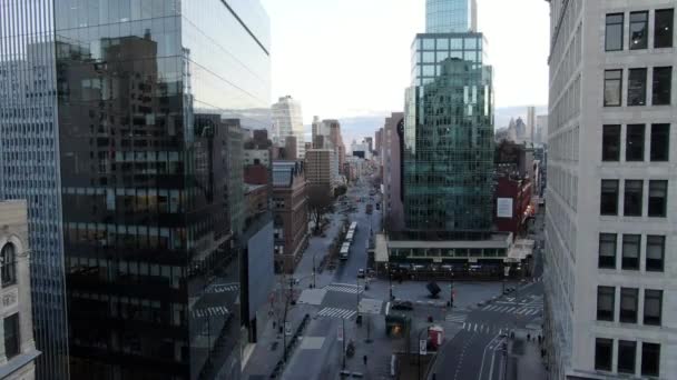 Nyc 2020 Lockdown Antenn Midtown Manhattan Och Downtown — Stockvideo