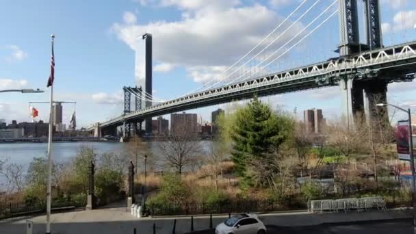 Coronavirus Salgını Sırasında Manhattan Köprüsü Mart 2020 — Stok video