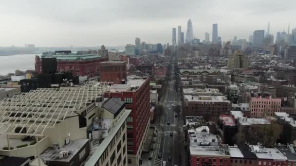 Nyc 2020 Lockdown Aerial Midtown Manhattan Downtown — стоковое видео