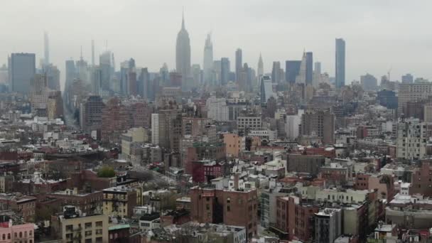 Nyc 2020 Lockdown Aerial Midtown Manhattan Downtown — Vídeo de stock