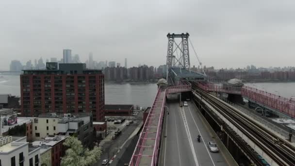 Williamsburg Bridge Brooklyn Utbrottet Coronavirus Mars 2020 — Stockvideo