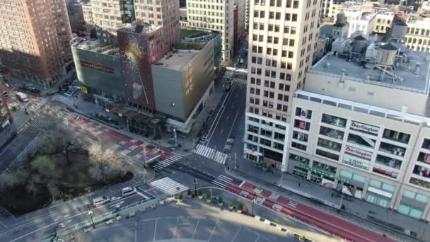 Aerial Union Square New York City Selama Coronavirus Outbreak Maret — Stok Video