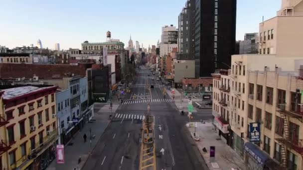 Aerial Downtown Nyc Lockdown Pandemic — стоковое видео