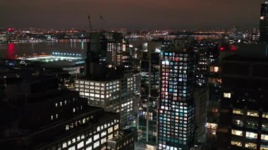 Aerial of the Meatpacking District in NYC at Night