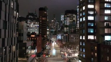 Aerial of the Meatpacking District in NYC at Night