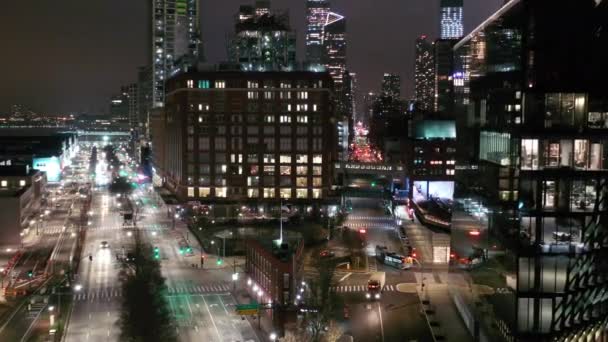 Aerial Meatpacking District West Side Highway Night — Vídeo de Stock