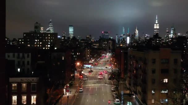 Vue Aérienne Quartier Emballage Des Viandes New York Nuit — Video