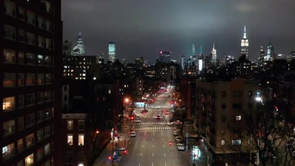 Aérea Del Distrito Meatpacking Nueva York Por Noche — Vídeos de Stock