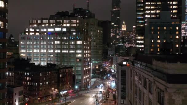Vue Aérienne Quartier Emballage Des Viandes New York Nuit — Video