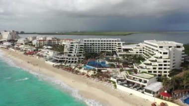 Aerial of Cancun, Mexico Zona Hotelera