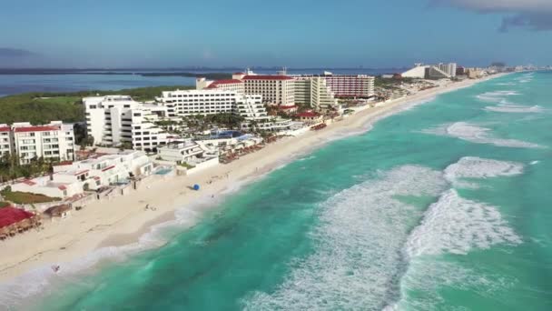 Aerial Cancun Mexico Zona Hotelera — Stockvideo